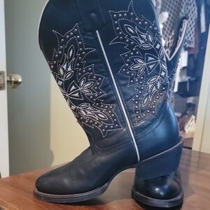 Laredo Embroidered And Studded Leather Cowboy Boots